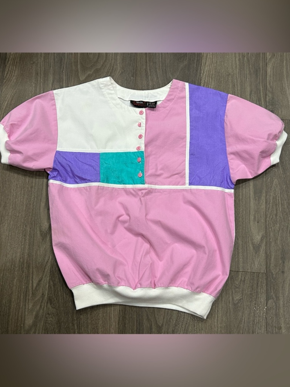 Women’s Lavon Sport Vintage ‘80s Color Block Shirt Size Medium